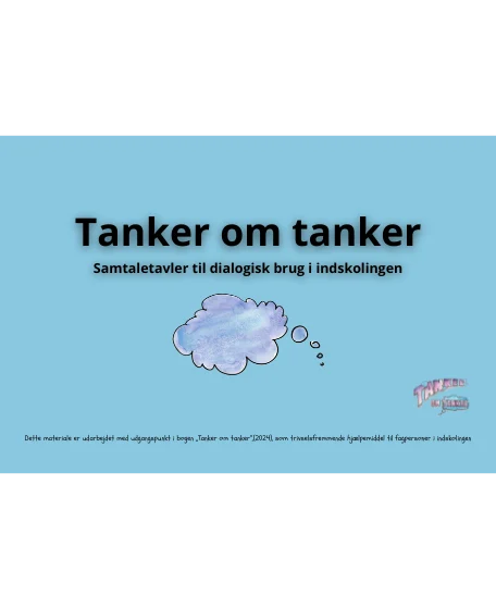 Forside til "Tanker om tanker samtaletavle" i A3 format